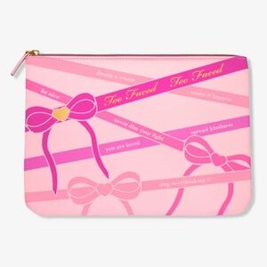 NIB Too Faced Pink Bow Makeup Bag